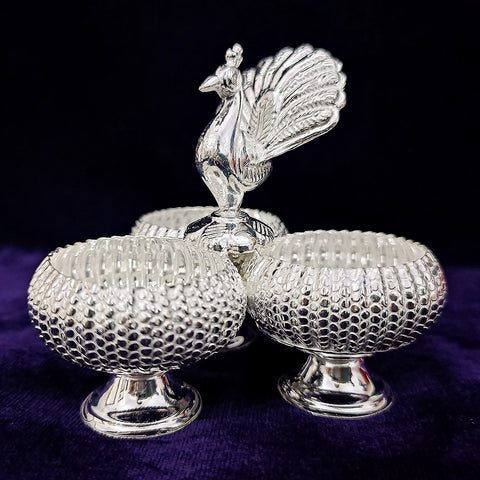 925 Silver Peacock Kumkum Box (Design 31) - PAAIE