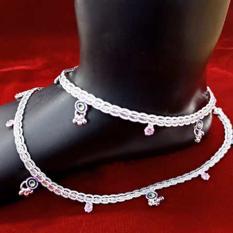 Silver Anklet 10.5 inches (Set of 2) - Design 91 - PAAIE