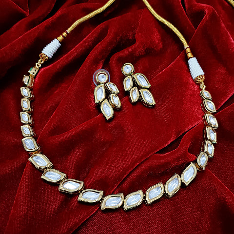 Designer Gold Plated White Kundan Set (D141)