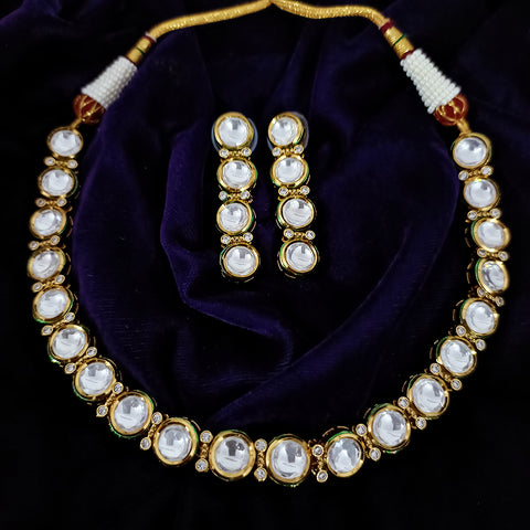 Designer Gold Plated White Kundan Set (D136)