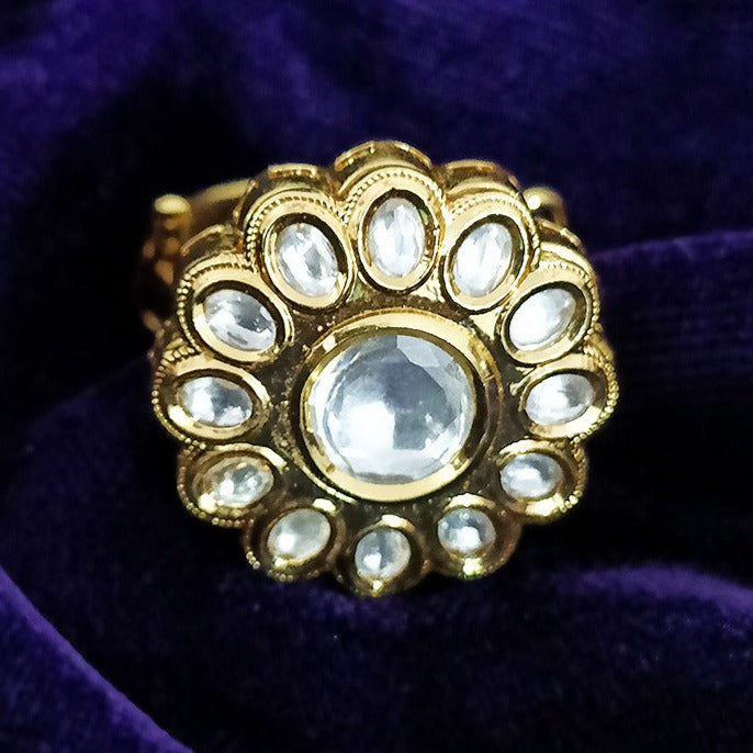 Get Blue and White Kundan Ring at ₹ 600 | LBB Shop