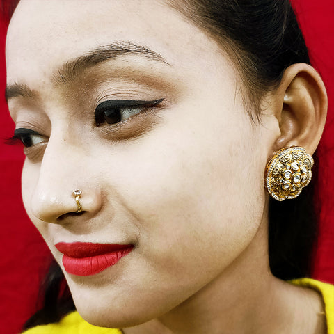 Gold Plated Beautifully Beaded Kundan Earrings