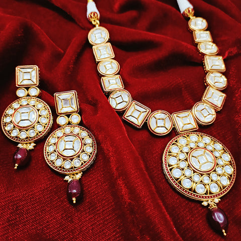 Gold Plated Kundan Necklace Set (Design 73)