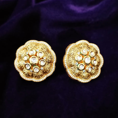 Gold Plated Beautifully Beaded Kundan Earrings