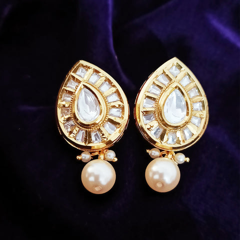 Gold Plated Beautifully Beaded Kundan Earrings