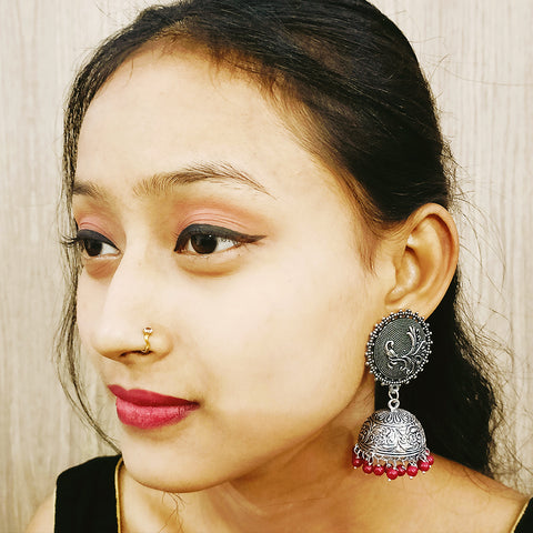 Round Oxidized Designer Jhumki