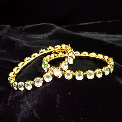 Gold Plated Kundan Work Openable Bracelet (Design 81)