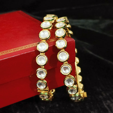 Gold Plated Kundan Work Openable Bracelet (Design 81)
