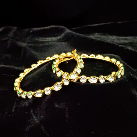 Gold Plated Kundan Work Openable Bracelet (Design 75)