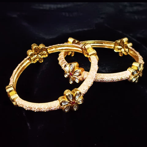 Gold Plated Kundan & Meena Work Bracelet (Design 79)