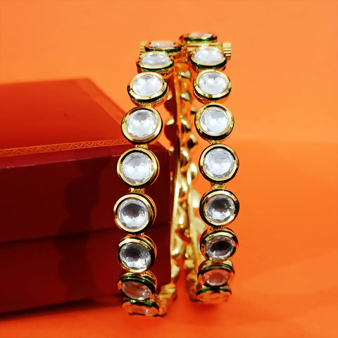 Gold Plated Kundan Work Openable Bracelet (Design 81)