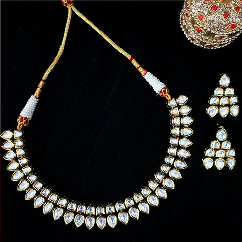 Designer Two Layer White Kundan Necklace with Earrings (D181)