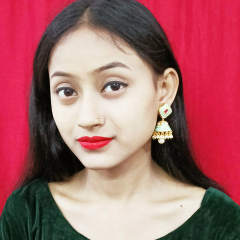 Gold Plated Beautifully Beaded Kundan Earrings