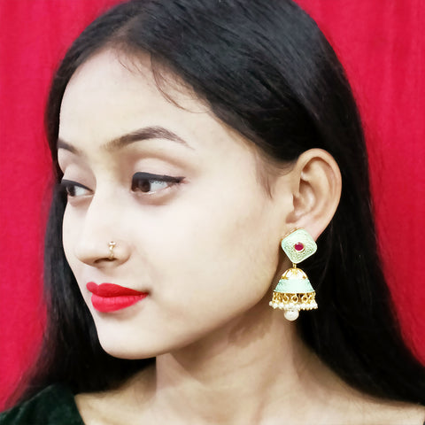 Gold Plated Beautifully Beaded Kundan Earrings