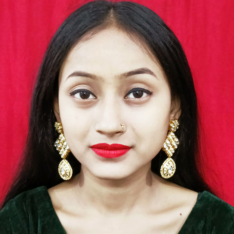 Gold Plated Beautifully Beaded Kundan Earrings
