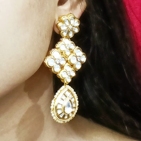 Gold Plated Beautifully Beaded Kundan Earrings