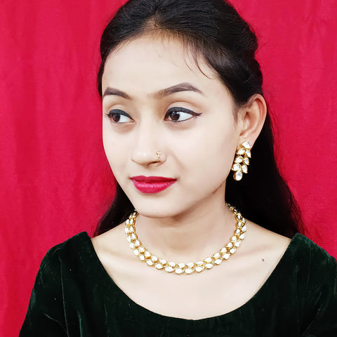 Kundan Polki Meenakari Wedding Necklace set (D214)