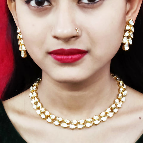 Kundan Polki Meenakari Wedding Necklace set (D214)