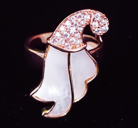 Designer Gold Plated White Stone Beaded Ring (Design 93)