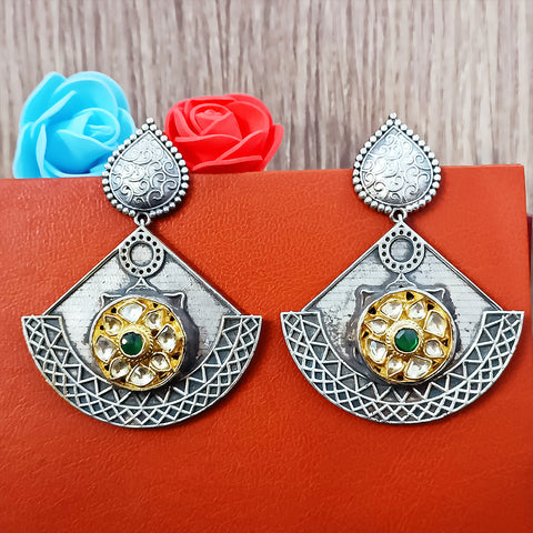 Traditional Style Oxidized Earrings with Kundan for Casual Party (E337)