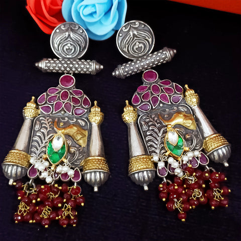 Traditional Style Oxidized Earrings with Multicolor Beads for Casual Party (E338)