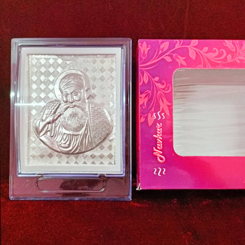 Guru Nanak Pure Silver Frame for Housewarming, Gift and Pooja 6.8 x 5 (Inches)