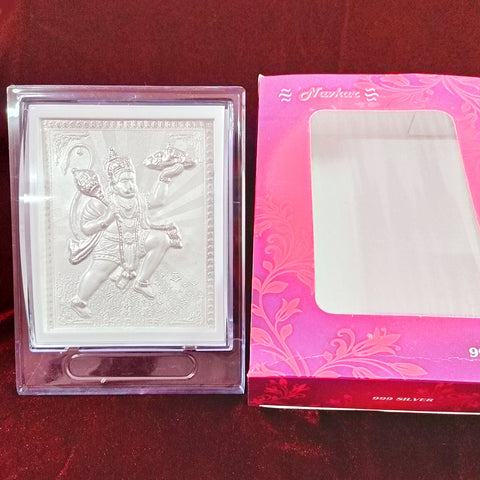 Hanuman Pure Silver Frame for Housewarming, Gift and Pooja 6.8 x 5 (Inches)