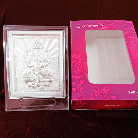 Ganesha Pure Silver Frame for Housewarming, Gift and Pooja