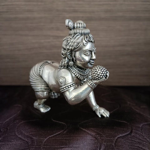 925 Pure Silver Ladoo Gopal – Baby Krishna Idol (D1)