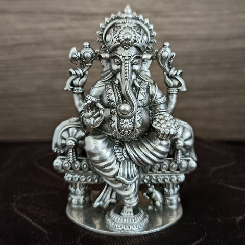 925 Pure Silver Ganesha Idol For House Warming (D9)