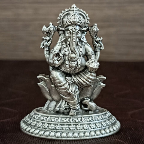 925 Pure Silver Ganesha Idol For House Warming (D9)