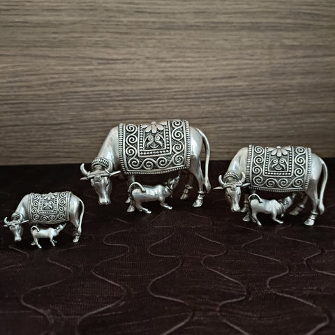 925 Pure Silver Cow & Calf Idol For House Warming (D3)