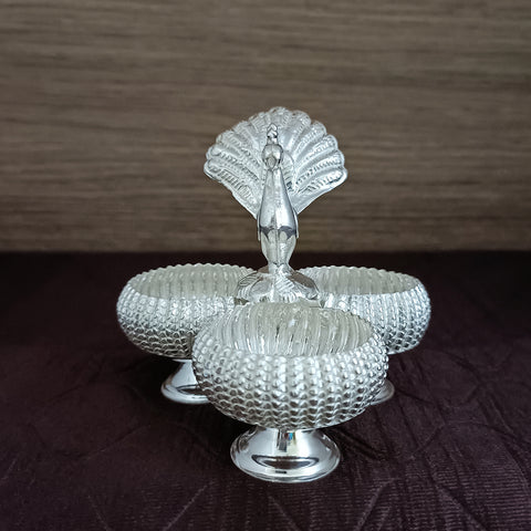 925 Silver Peacock Kumkum Box (Design 31)