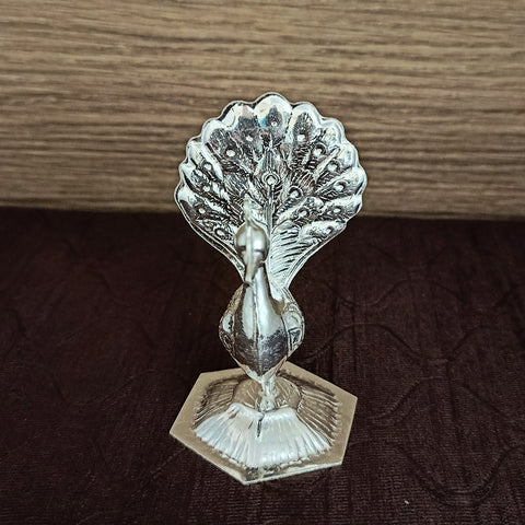 925 Pure Silver Peacock for Luck, Prosperity, Health (D6)