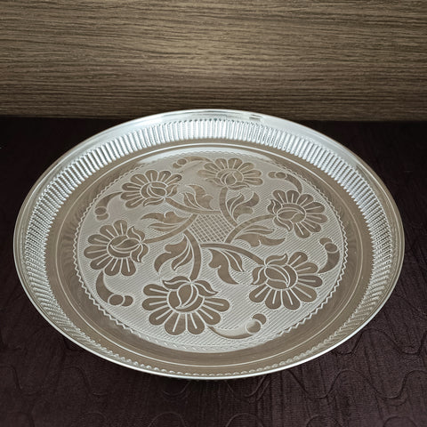 925 Solid Silver 9.25 Inches Designer Plate (Design 25)