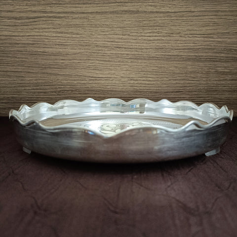 925 Solid Silver 8 Inches Designer Thali (Design 27)