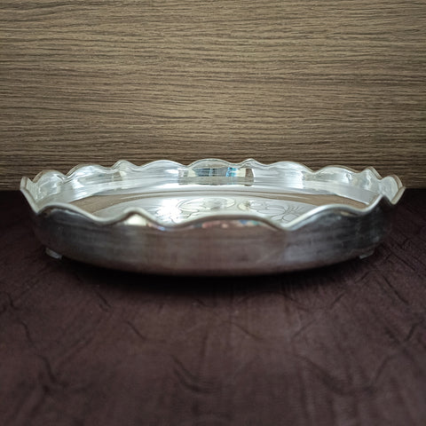 925 Solid Silver 8 Inches Designer Thali (Design 28)