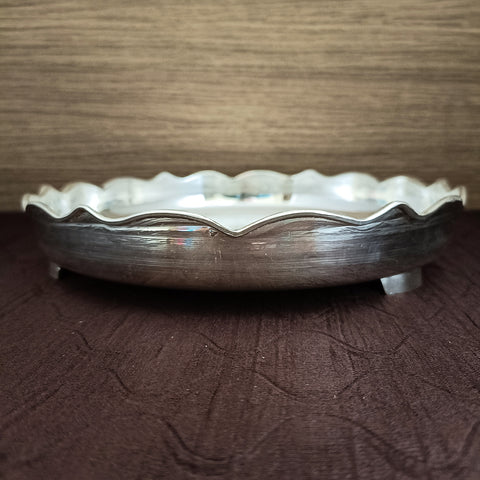 925 Solid Silver 7.25 Inches Designer Thali (Design 30)