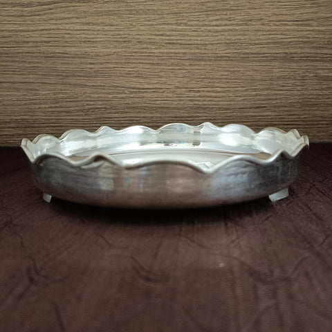 925 Solid Silver 6.75 Inches Designer Thali (Design 32)