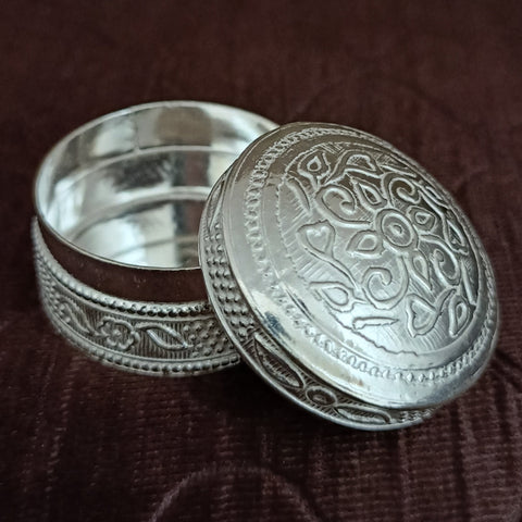 925 Pure Silver Designer Kumkum Box (Design 52)