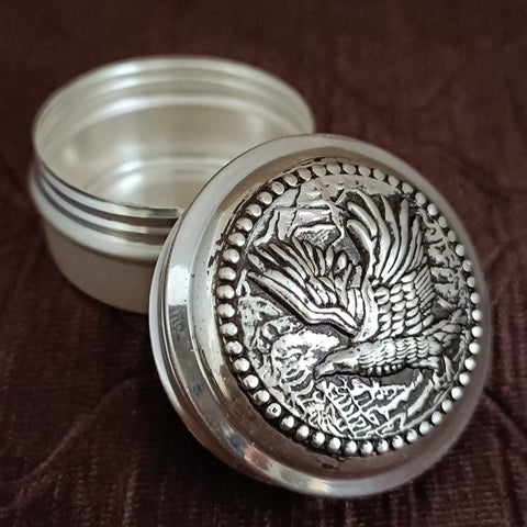 925 Pure Silver Designer Oxidized Kumkum Box (Design 54)