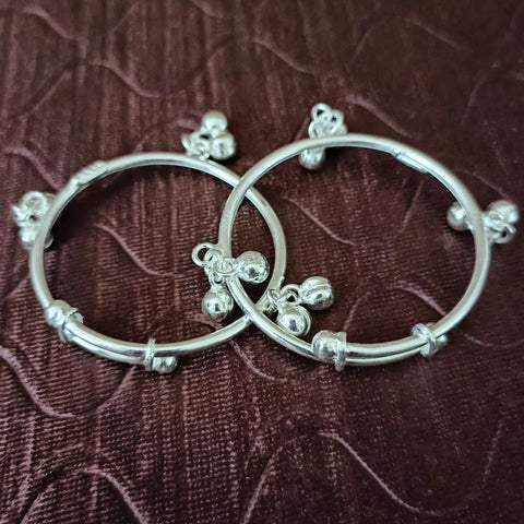 925 Silver Designer Unisex Baby Bangle Set (Design 136)