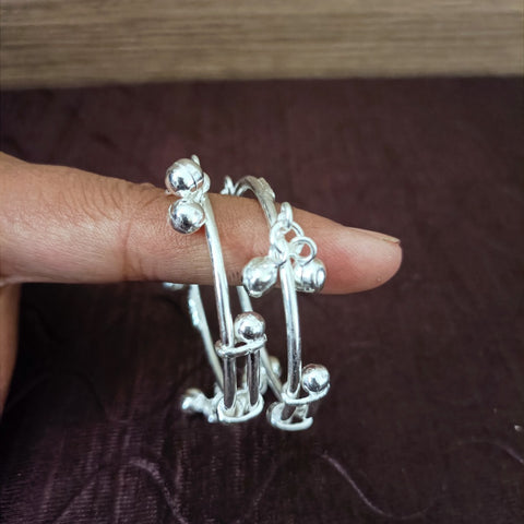 925 Silver Designer Unisex Baby Bangle Set (Design 136)