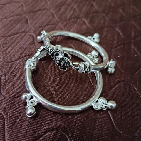 925 Silver Designer Unisex Openable Baby Bangle Set (Design 130)