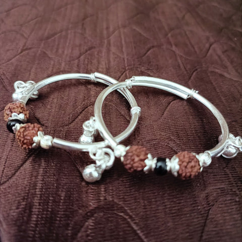 925 Silver Designer Unisex Baby Bangle Set (Design 167)
