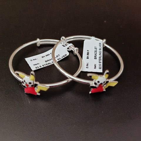 Designer Unisex Silver  Baby Bangle Set (Design 154)