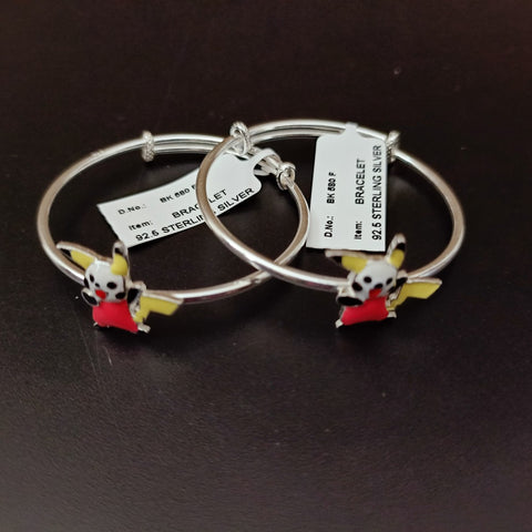 Designer Unisex Silver  Baby Bangle Set (Design 154)