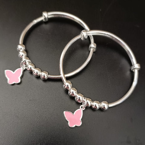 Designer Unisex Silver  Baby Bangle Set (Design 143)