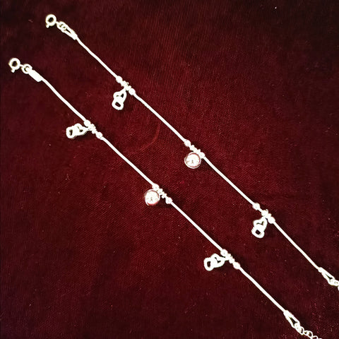 Silver Anklet 7.0 inches (Set of 2) - Design 174