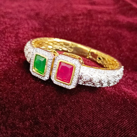 Semi-Precious Red/Green Color American Diamond Openable Bracelet (Design 91)